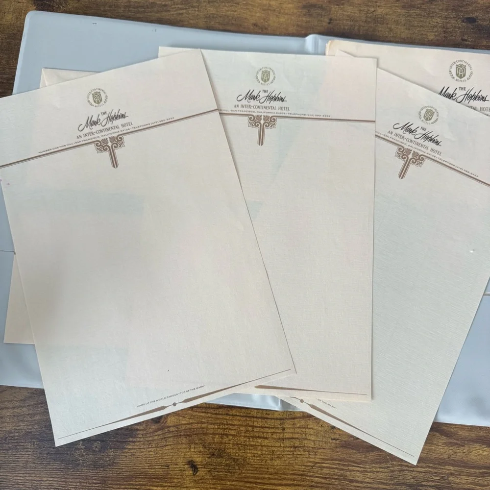 Hotel Mark Hopkins Vintage Stationery Folio‎ With Letterhead And Envelopes